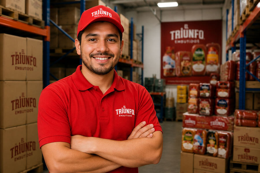 Charcutero con productos El Triunfo